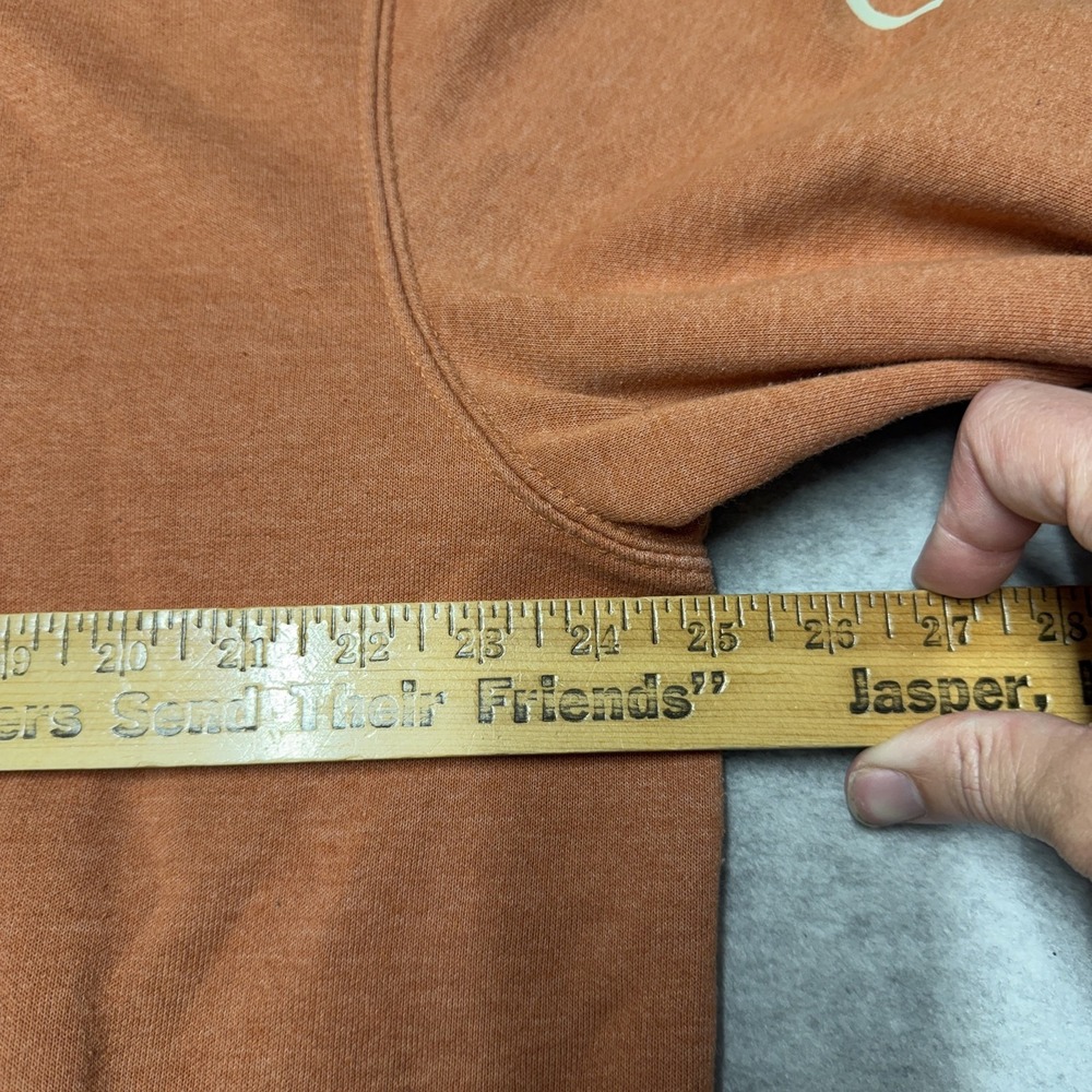 Carhartt Hoodie Mens LT Orange Loose Fit Fleece Pullover Sweatshirt Logo K288 - Picture 4 of 6
